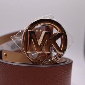 Michael Kors MK Logo Belt Women Size 8 Medium Brown Genuine Leather New